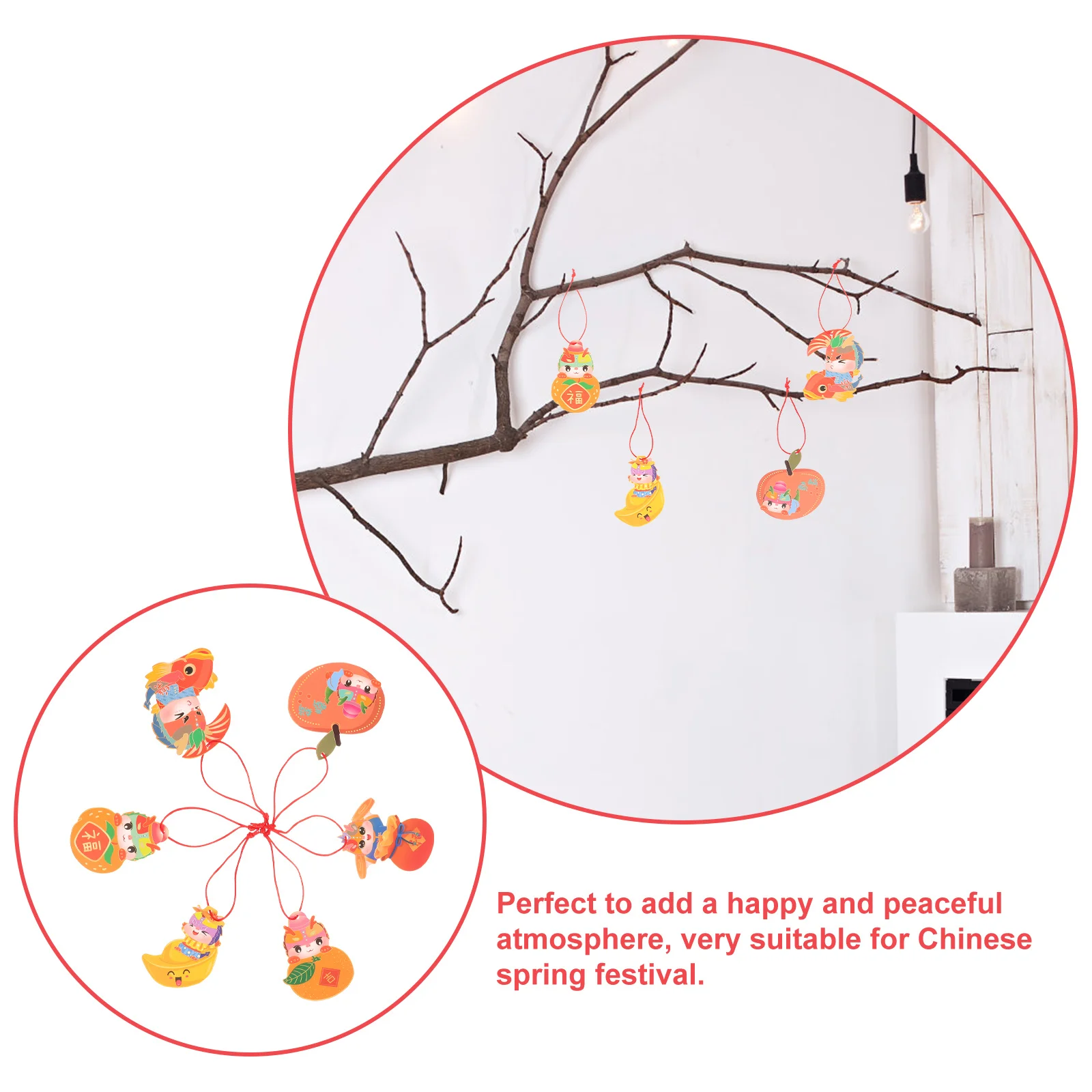 6 قطعة زينة السنة القمرية الجديدة 2024 زخرفة التنين الكلاسيكية احتفالية تخطيط المنزلية جدار نافذة الحلي 2024 زينة #2