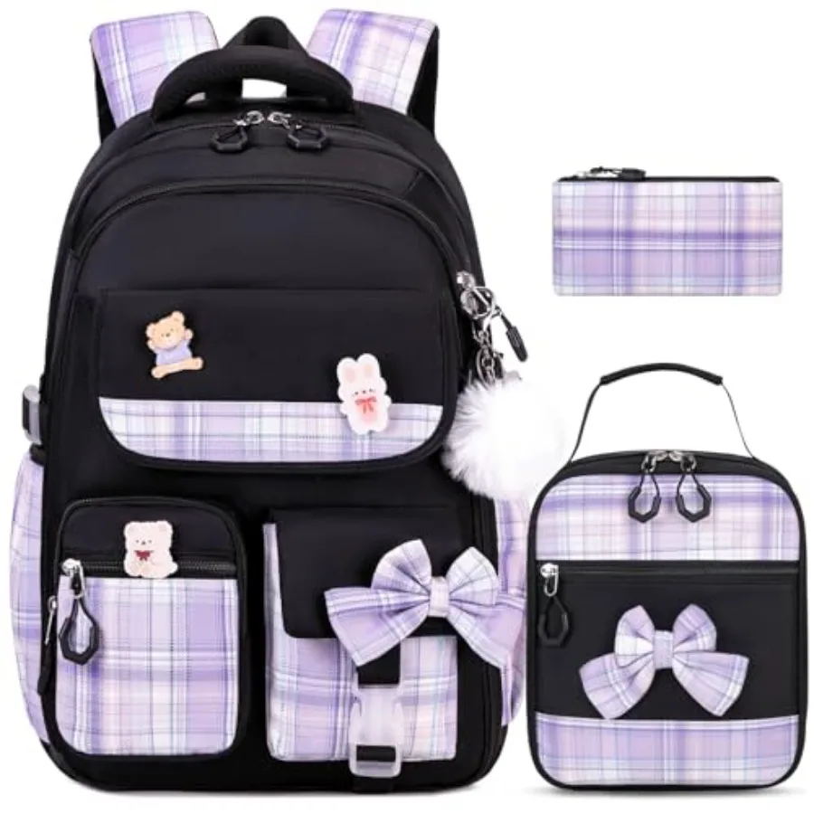 

Girls Backpack - 3PCS Backpack for Girls Cute School Backpacks for Kindergarten Elementary Preschool Middle School Bags with Lu