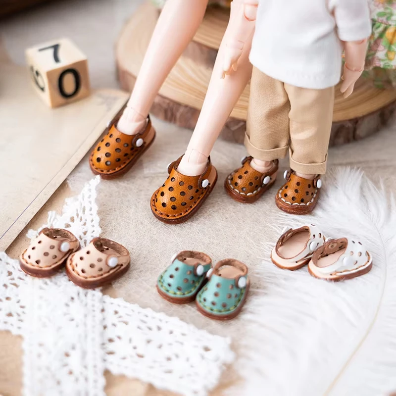 Blythe chaussures de poupée OB22 OB24 OB26 petites chaussures de poupée en tissu à Six têtes UFDOLL Mini corps chaussures en peau de vache faites à la main avec Perfor