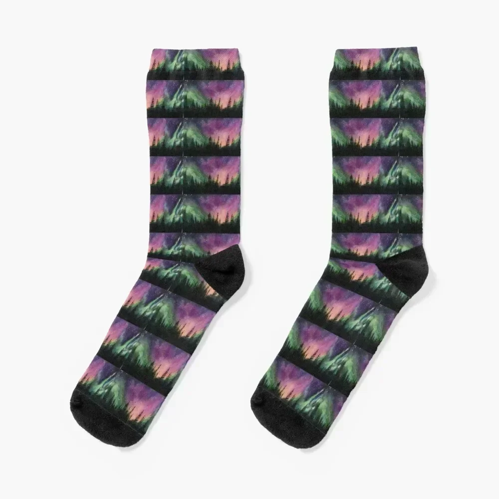 

Northern Lights Dance Socks compression happy Heating sock golf Man Socks Women's