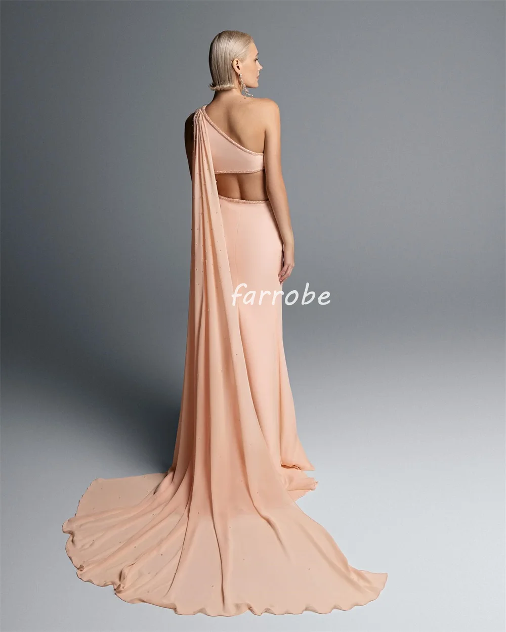 Customized Sparkle Chiffon Pleat Draped Beading Sequined A-line One-shoulder Long Dresses Bespoke Occasion Dresses Fashion