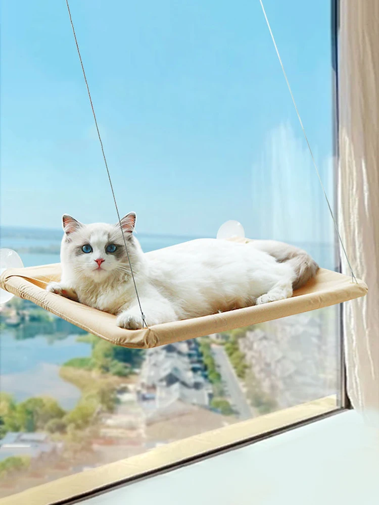 Cama de rede com janela de gato ultramacia – Poleiro aconchegante tipo nuvem para guardanapo felino