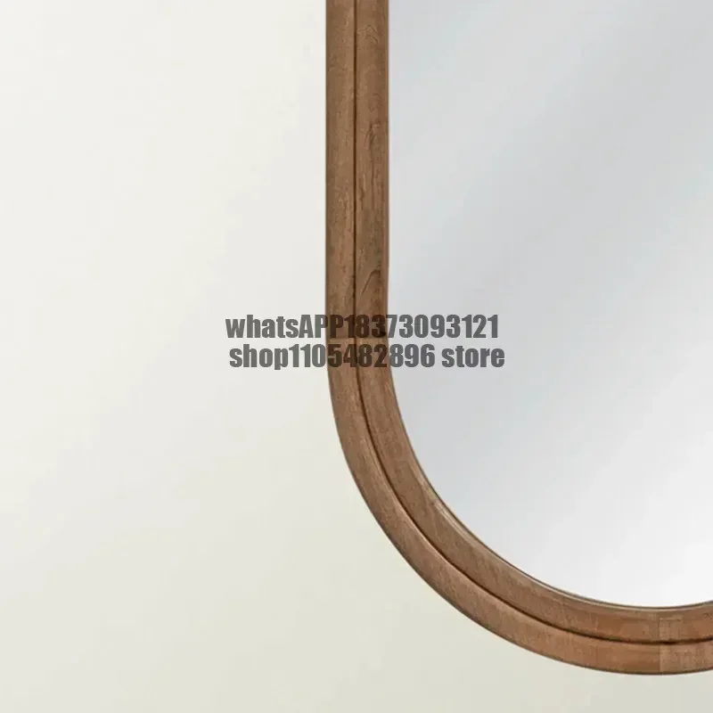 Wall-mounted new Chinese cloakroom fitting mirror French medieval entrance wall-mounted oval full-body mirror