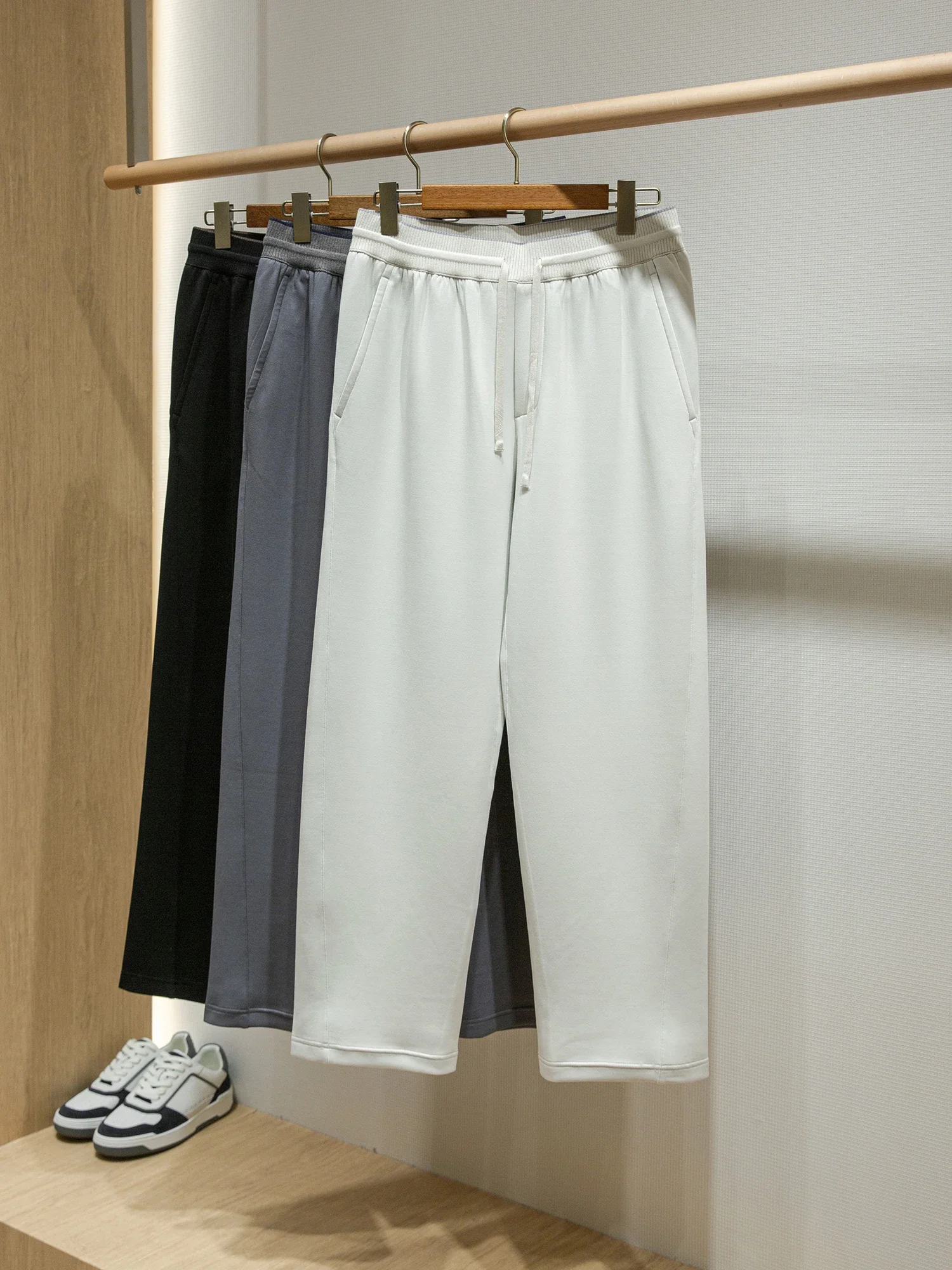 Grade 7A antibacterial fabric Modal air layer LP men's thin scimitar straight casual pants