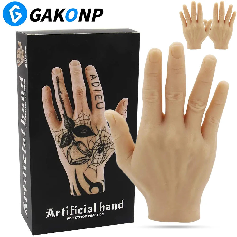 

Tattoo Practice Hand Skin Model Silicone Fake Hand Left Right Hand Dummy Soft Training for Tattoo Artists and Beginners
