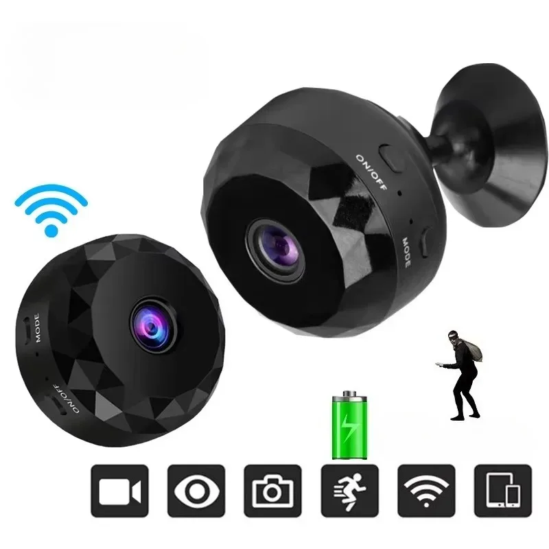 Câmera de Segurança Mini WiFi Sem Fio com Visão Noturna, Detecção de Movimento, Bateria Recarregável, Fácil de Montar e Controlada por Aplicativo