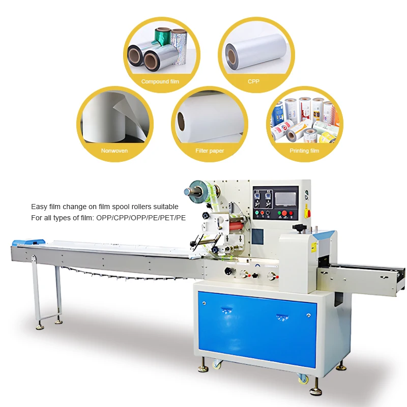 Supplier sale price wrapping spares foil flow pack candy packaging machine pillow harvest packing machine for soap chapati