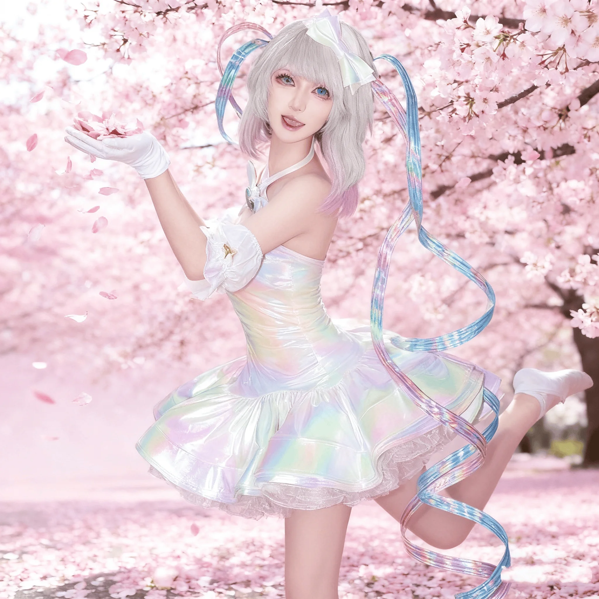 

NEEDY GIRL OVERDOSE KAngel Cosplay Costume Fantasy Anniversary Colorful Dress Cute Laser Skirts Role Play Set