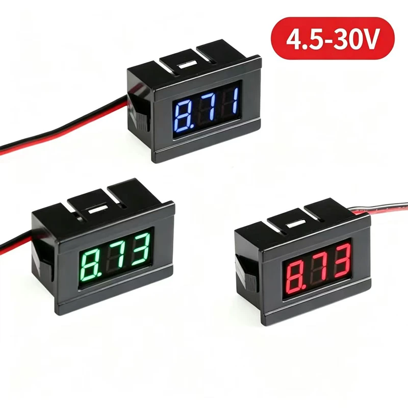 0.36Inch DC 4.5V to 30V 2-Wire Mini Digital Voltmeter LED Display Voltage Meter for Testing Car Motorcycle and Battery Cart