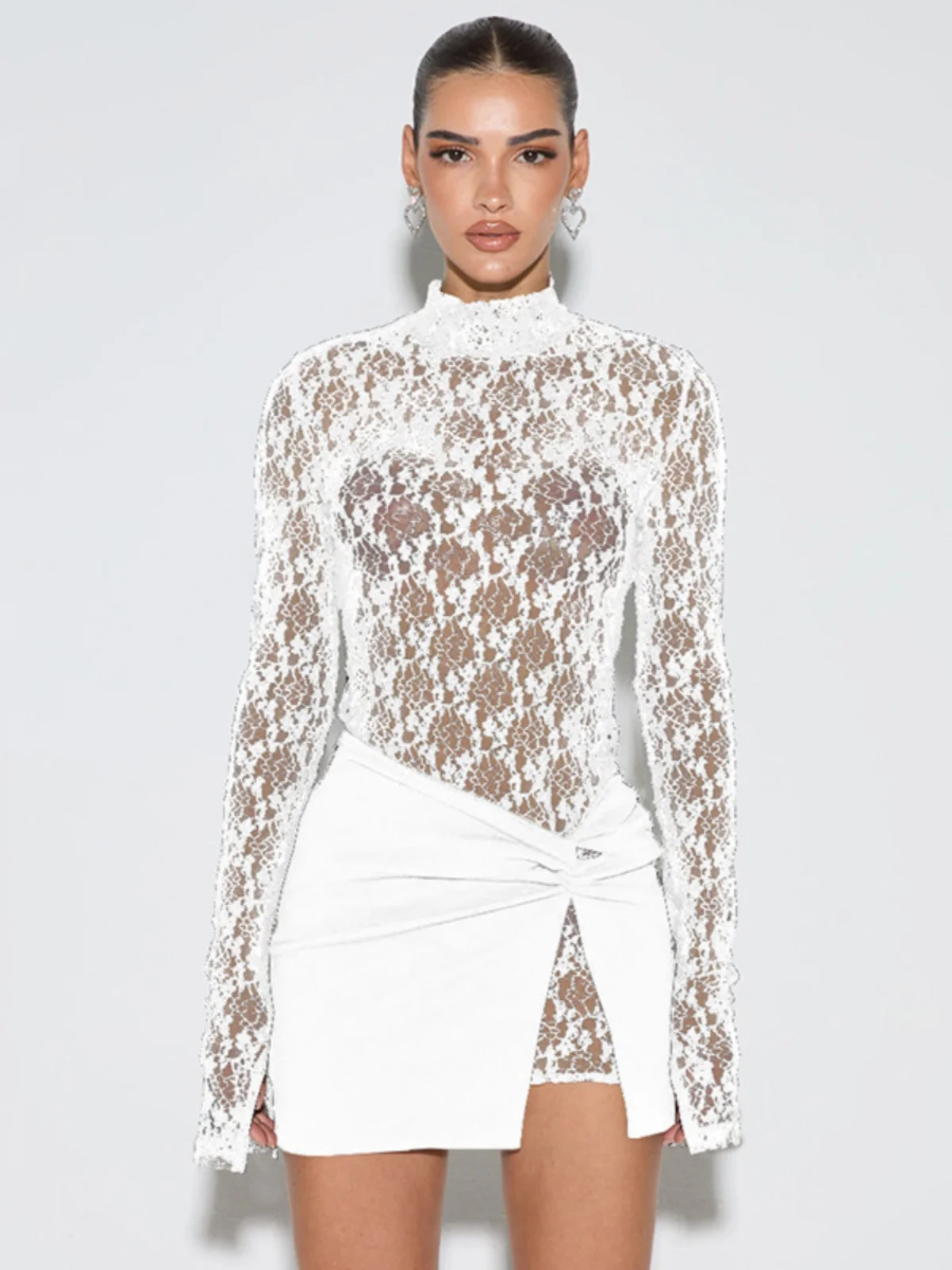 Conjunto de saia longa feminina Sve ort transparente Faion Ensemble Casual Yet Sli Ideal para vários ocns
