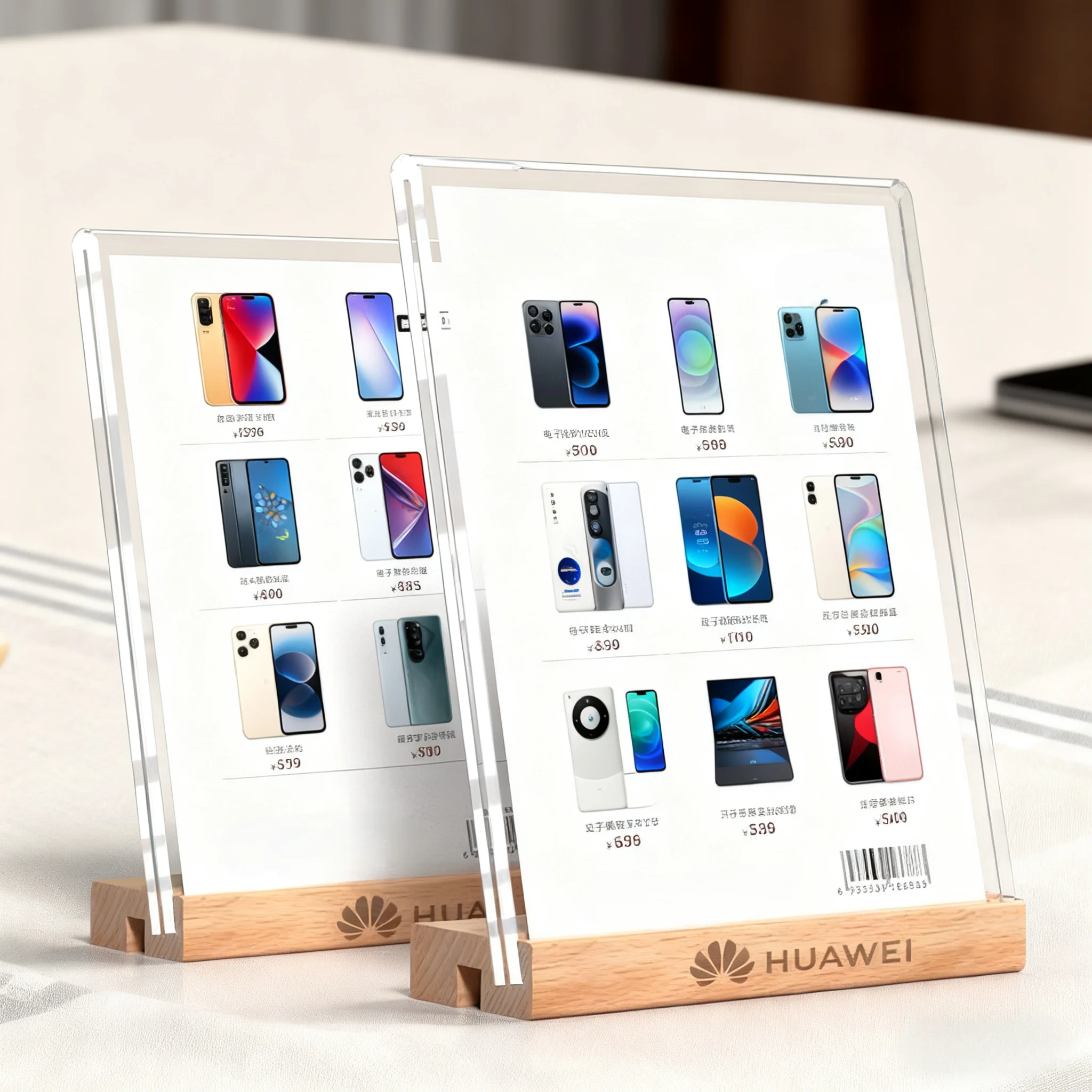 A5 148x210mm L / T Shape Display Wood Table Price Label Card Holder Restaurant Acrylic Menu Paper Sign Holder Display Stand