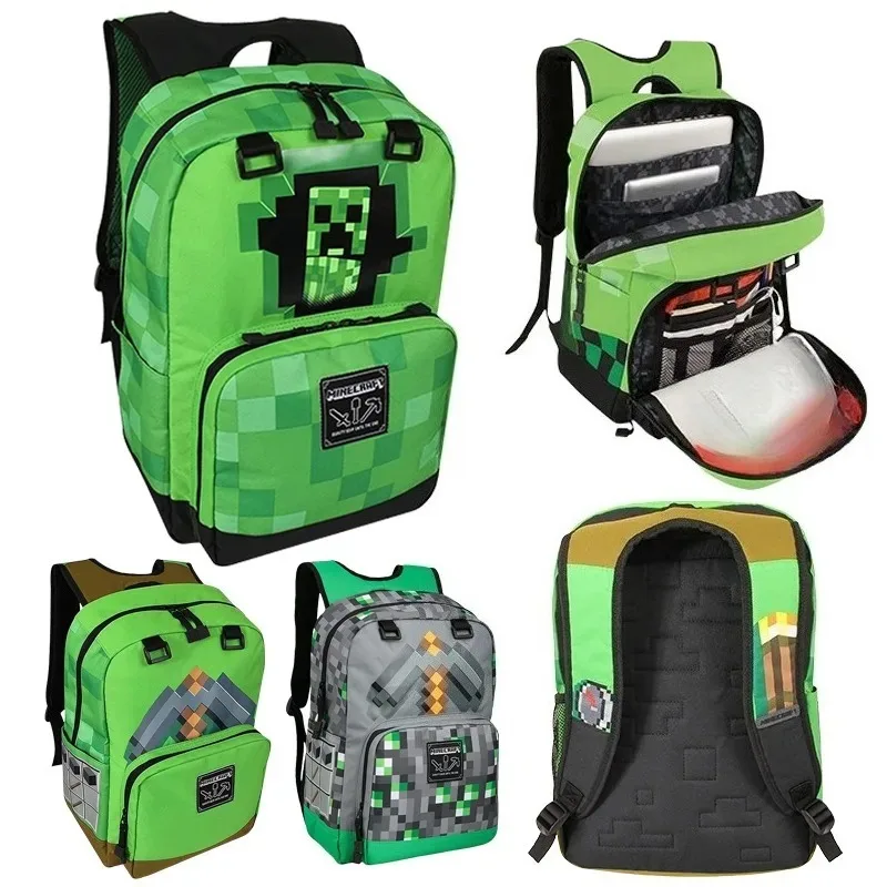 Mochila Minecraft para estudiantes, mochila de regreso a la escuela, estilo Anime Pixel, mochila de viaje de gran capacidad, bolsa para ordenador portátil de moda, cumpleaños