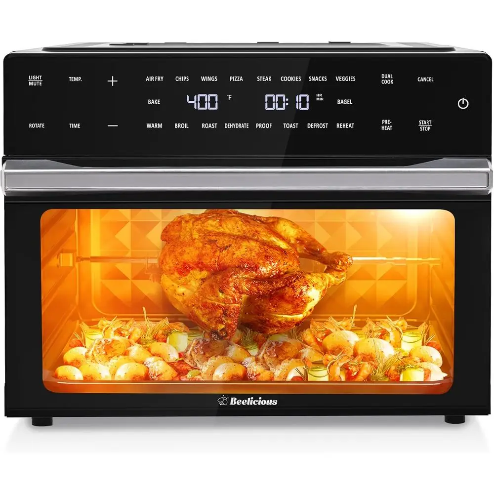 

Extra Large 19-in-1 Air Fryer Toaster Oven Combo with Rotisserie, Dehydrator, Digital Convection, 13 Pizza Capacity, 6 Accessori