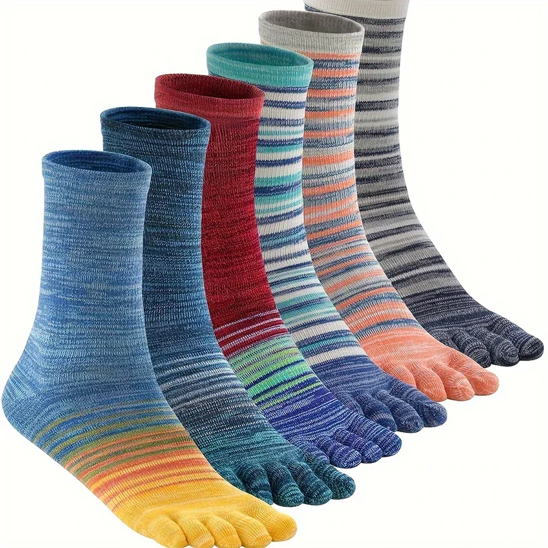 

Men's Cozy Mid-Calf Colorful Five Finger Socks Soft Casual Fashion Toe Split Sock Breathable Comfortable Outdoor Sports Sox Male