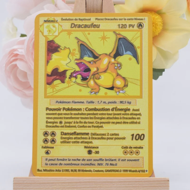999999 Points HP Poke Metal Card Charizard Golden Metal Super Cards English Card Mewtwo Vmax EX Mega Anime Game Birthday Gift
