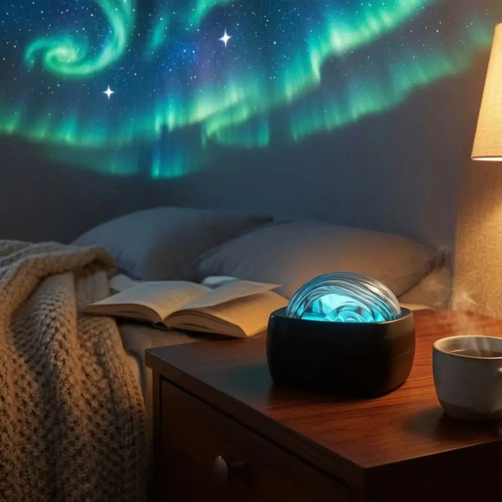 LED Light Starlight Projector Colorful Light Water Ripple Effect Starry Sky Projector USB Powered Iridescent Light