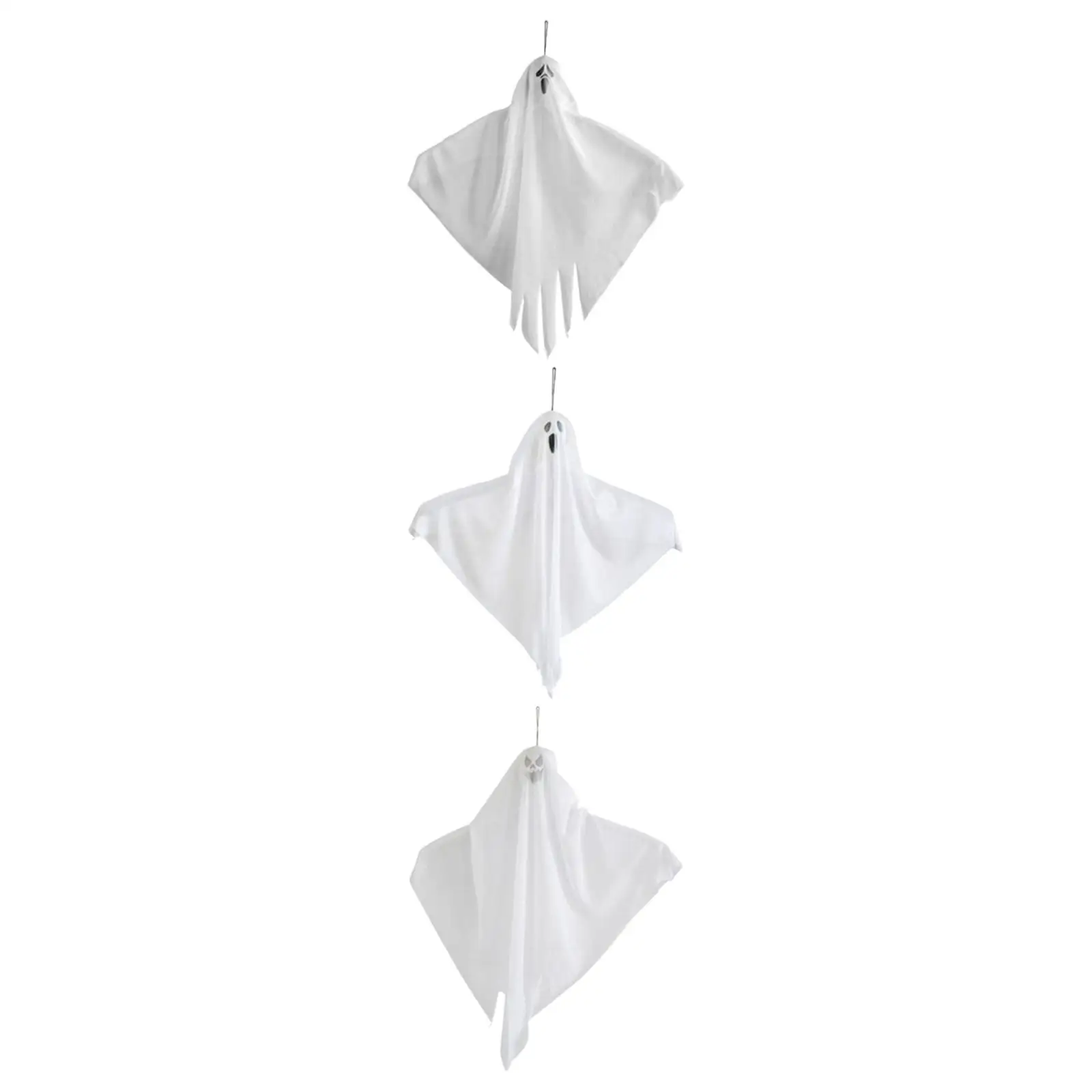 3x Halloween Hanging White Ghosts Decoration Cute Flying Ghosts 25.6