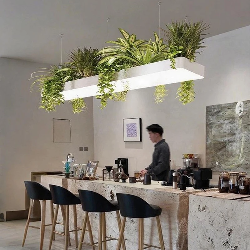 *(2 piece-set)Modern LED Office Pendant Light Dimmable Commercial Lighting for Conference Room Bar-Long Square Corner Linear Cei
