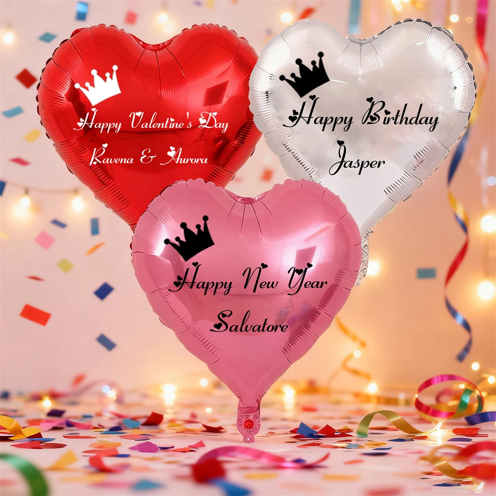 Custom Heart Balloon Customizable Personalized Name Text Home Party Decoration Crown Balloon Birthday Gift Custom Name Balloon image 2