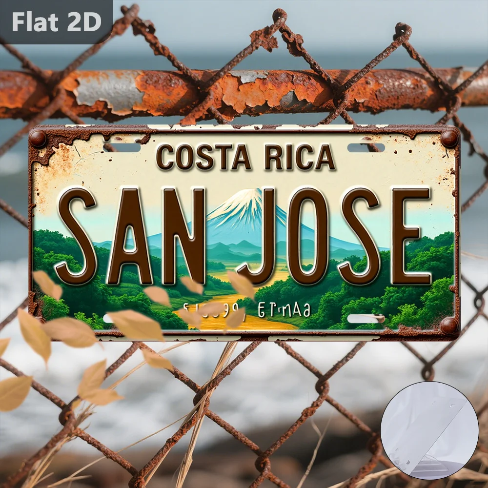 2D flat, 1 piece, for decoration only, Costa Rican scenic license plate, vintage home decoration, license plate design