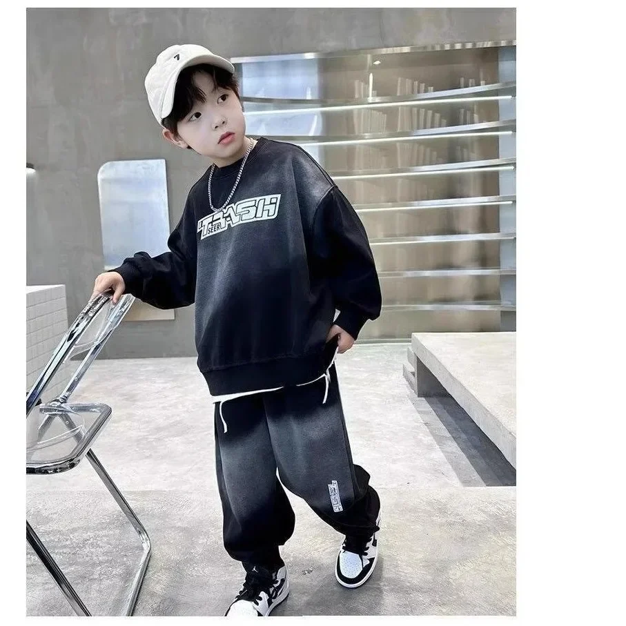 2025 Boys Spring Children's Set Sportswear Children's Sweatshirt Two-piece Suit Handsome and Fashionable Children's Clothing