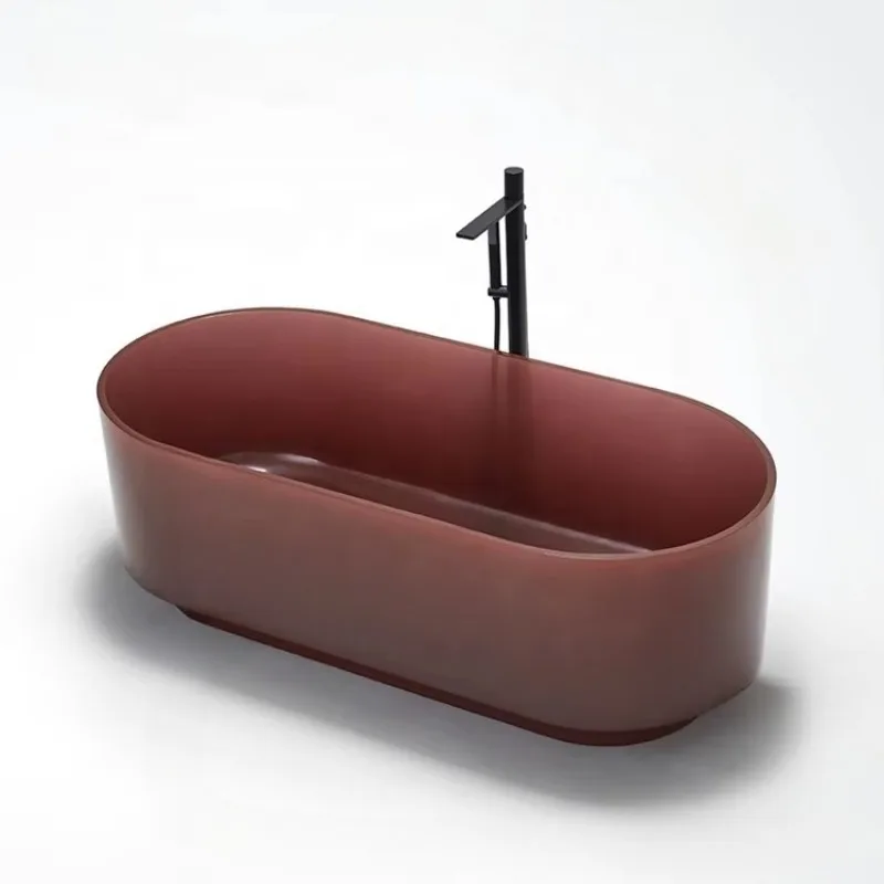 67 Inch Roewe 1700mm Acrylic Transparent Bathtub Oval Freestanding Crystal Resin Bath Tubs Clear, Hotel Bathroom Soaking Hot Tub