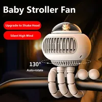 Baby Anti-Trap Mini Flexible Air Conditioner 3600mAh USB Chargeable Stroller Cooling Fan 130° Auto Rotation Quiet Wind Handheld