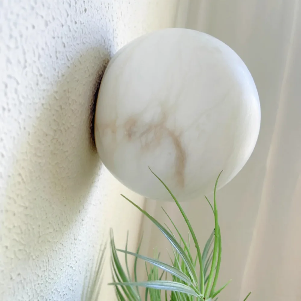 Modern Led Alabaster Wall Light Minimalist Natural Stone Wall Sconce For Bedroom Bedside Hallway Samll Aisle Lighting Fixture