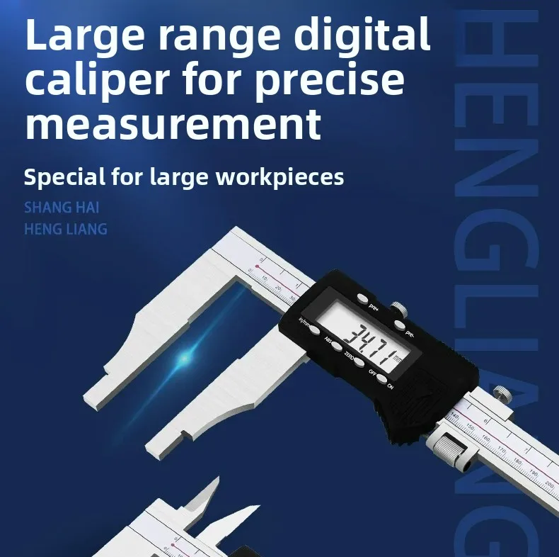 Digital Caliper 0-500mm 0.01mm Extended Jaw Double Knife Edge Single Direction Pointed Tip