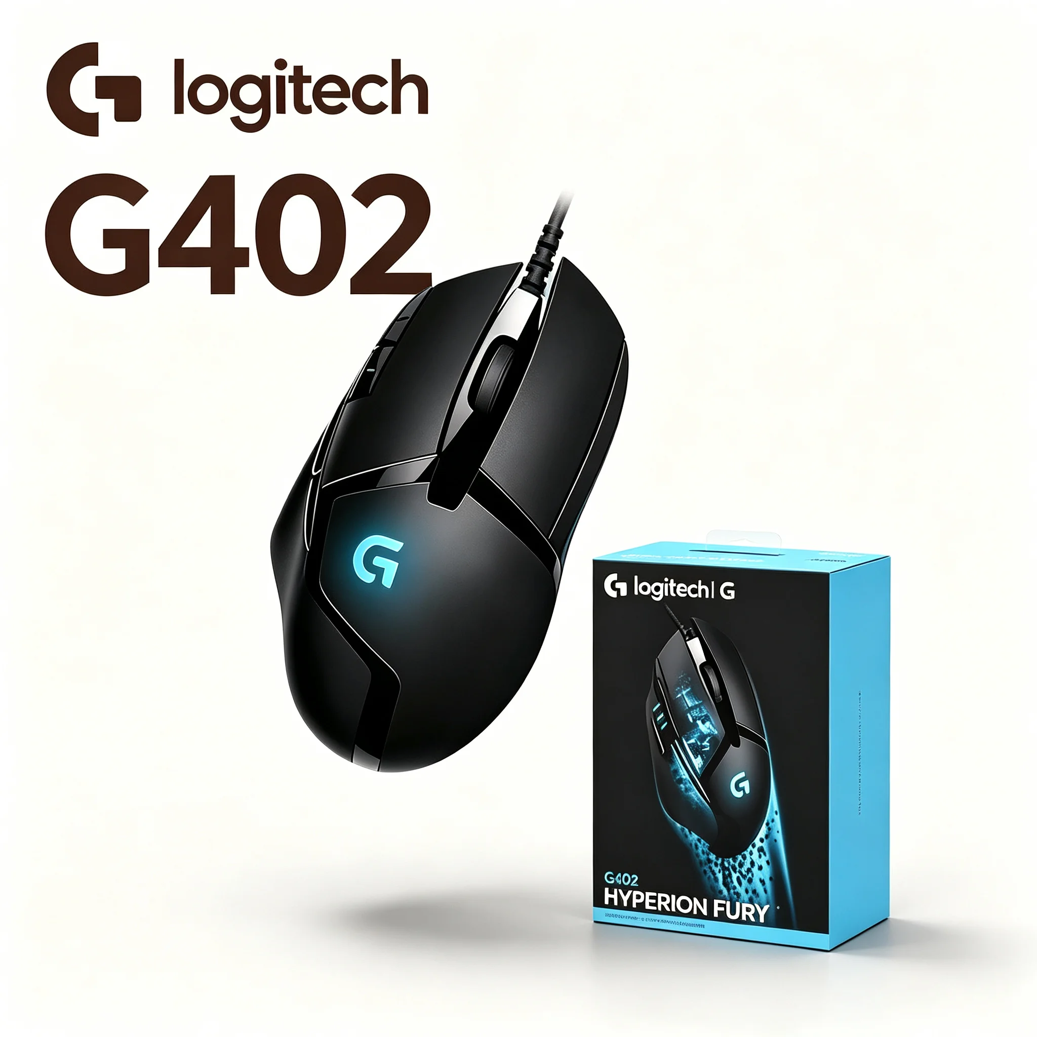 Logitech G402 Hyperion Fury Wired Mice Comfort Ergonomic Hand‑Fit Shape Gaming Mouse For Home Game Use