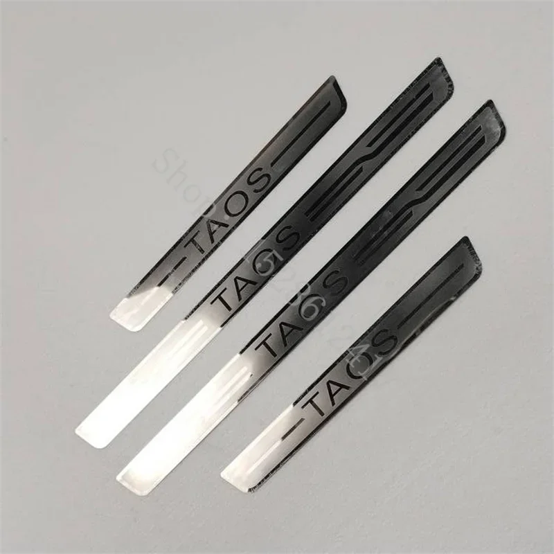 For VW/ Volkswagen Taos 2021-2024 Door Sill Strip Stainless Steel Styling Scuff Plate Peda Pedal Cover Stickers car Accessories