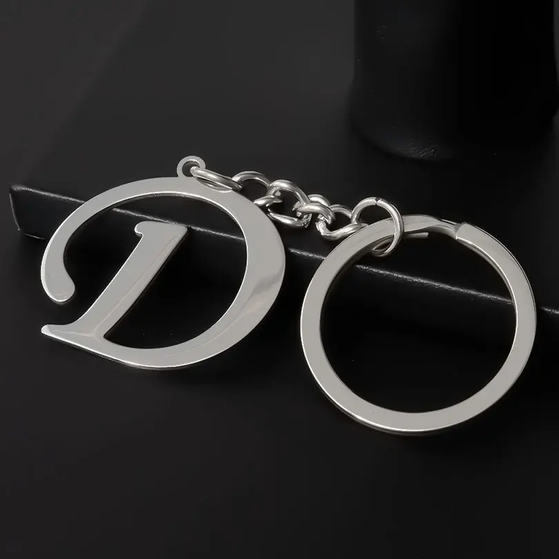 

No Fade Alphabet Initial Letter Pendant Keychains For Women Men Accessories Stainless Steel Jewelry A-Z Silver Color Keyrings