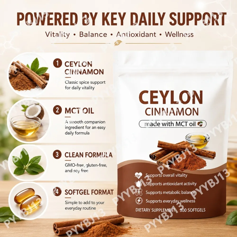 Ceylon Cinnamon Made with Mct Oil – 300 Softgels – GMO-Free Gluten-Free Soy-Free Premium Ceylon Cinnamon Formula for men women