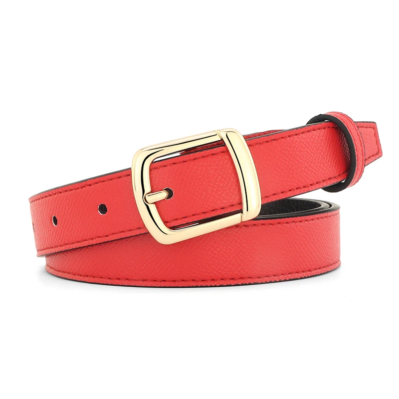 

High quality Narrow pin buckle belts women luxury brand Waistband designer genuine leather jeans casual lady waist strap redWB63