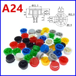 50pcs A24 round push button tactile switch caps for 12*12*7.3 switches (7 colours) coloured plastic caps