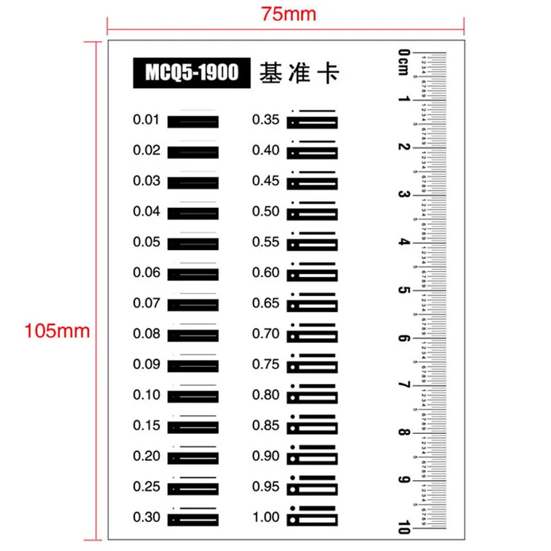 Dot Line Contrast Gauge Film Ruler Calibration Slide 75x105mm Transparent PET Black Spot Inspection Standard Comparison Card