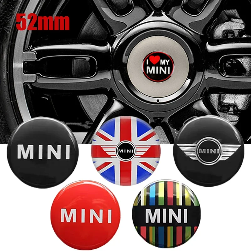 

4pcs for Mini Cooper JCW R50 R52 R53 R56 R57 R58 R60 MINI CLUBMAN COUNTRYMAN Logo 52MM Car Wheel Center Hub Stickers Accessories