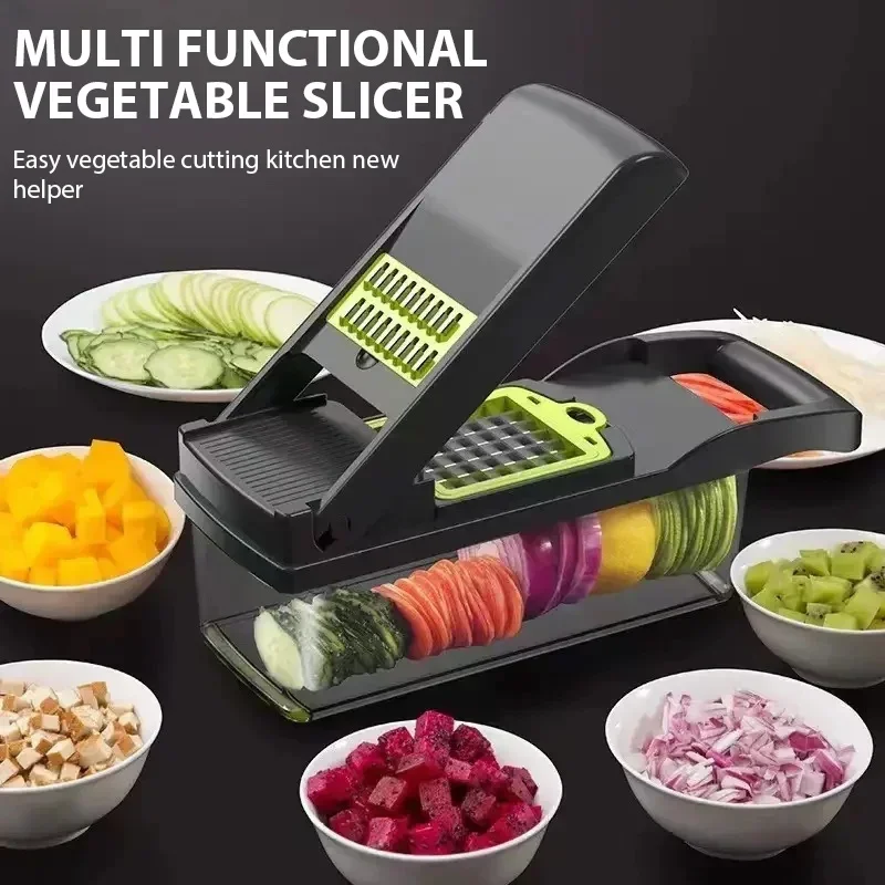 

16 in one Slicer Veggie Food Chopper Vegetable Cutter Tomato Carrot Grater Cheese French Onion Shredders Kitchen Tool