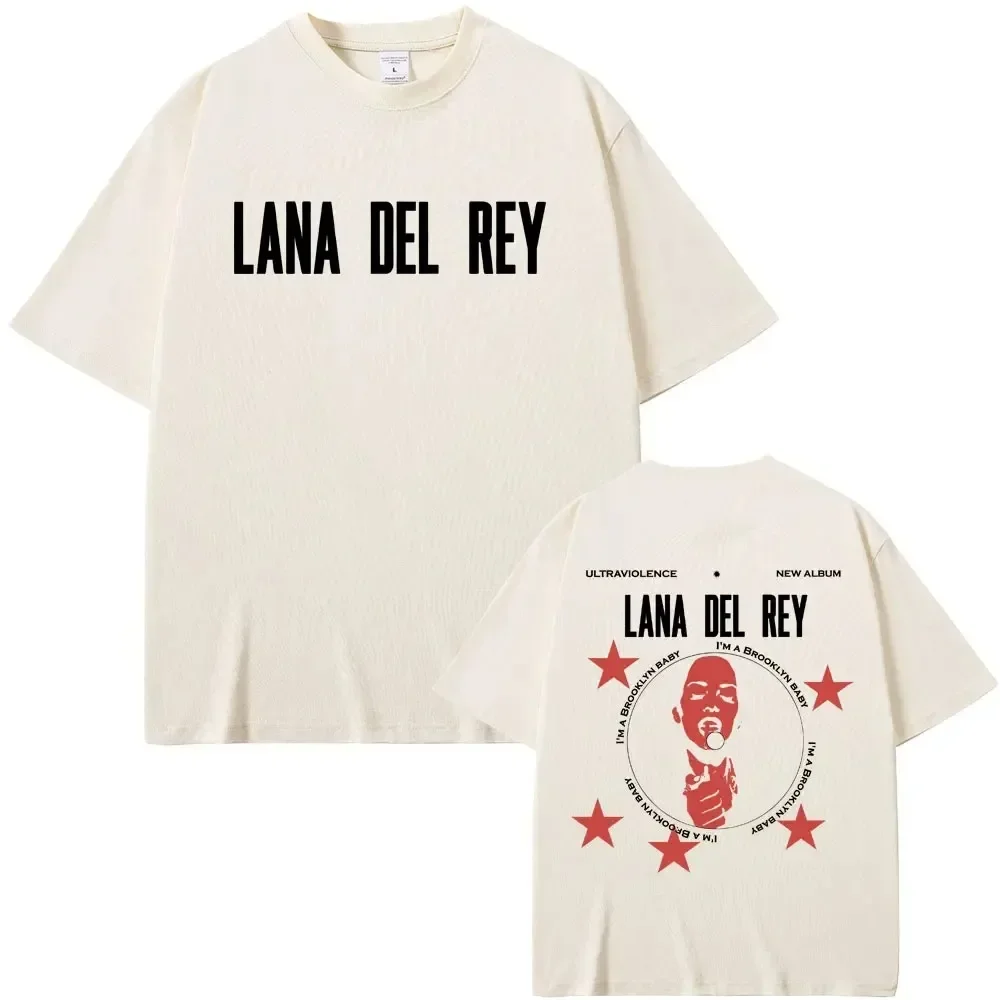 Men Women Hip Hop Casual Tees Unisex Vintage Oversized Tshirt Singer Lana Del Rey Ultraviolence Album Double Sided Print T-shirt