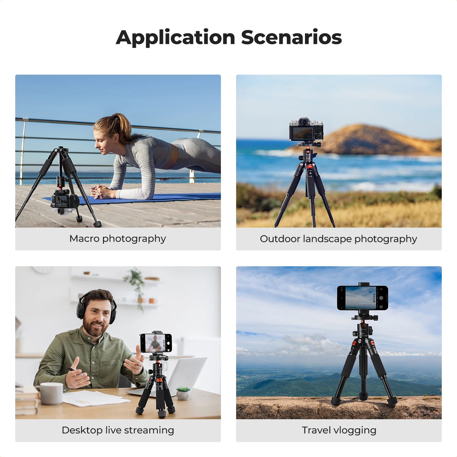 K&F CONCEPT Mini Desk Tripod 21.6'' Compact Small Tripod with Ball Head Load up to 13.22 Lbs/6 KG 1/4 inch Quick Release Plate view 6