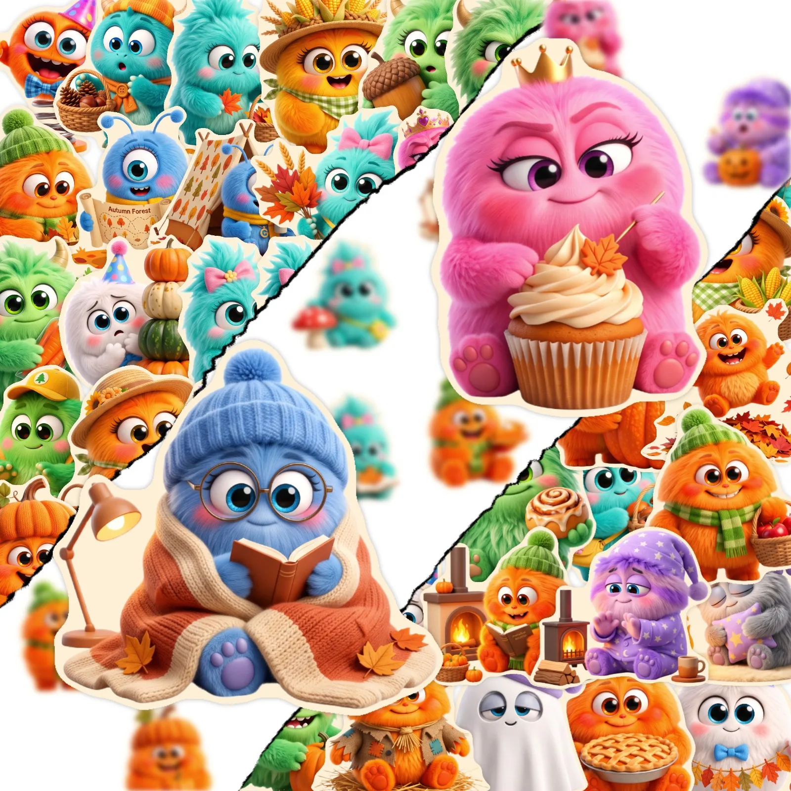 50 PCS Cute Plush Little Elf Funny Expression Cute HD Stickers Pack Decorate Scrapbook Helmet Computer Pencil Case Vinyl Decals