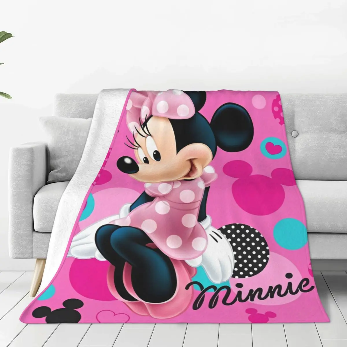 Animated Movie Mickey Minnie Mouse Love Warm Blankets Camping Plush Throw Blanket Fun Couch Bed Flannel Bedspread Sofa Bed Cover