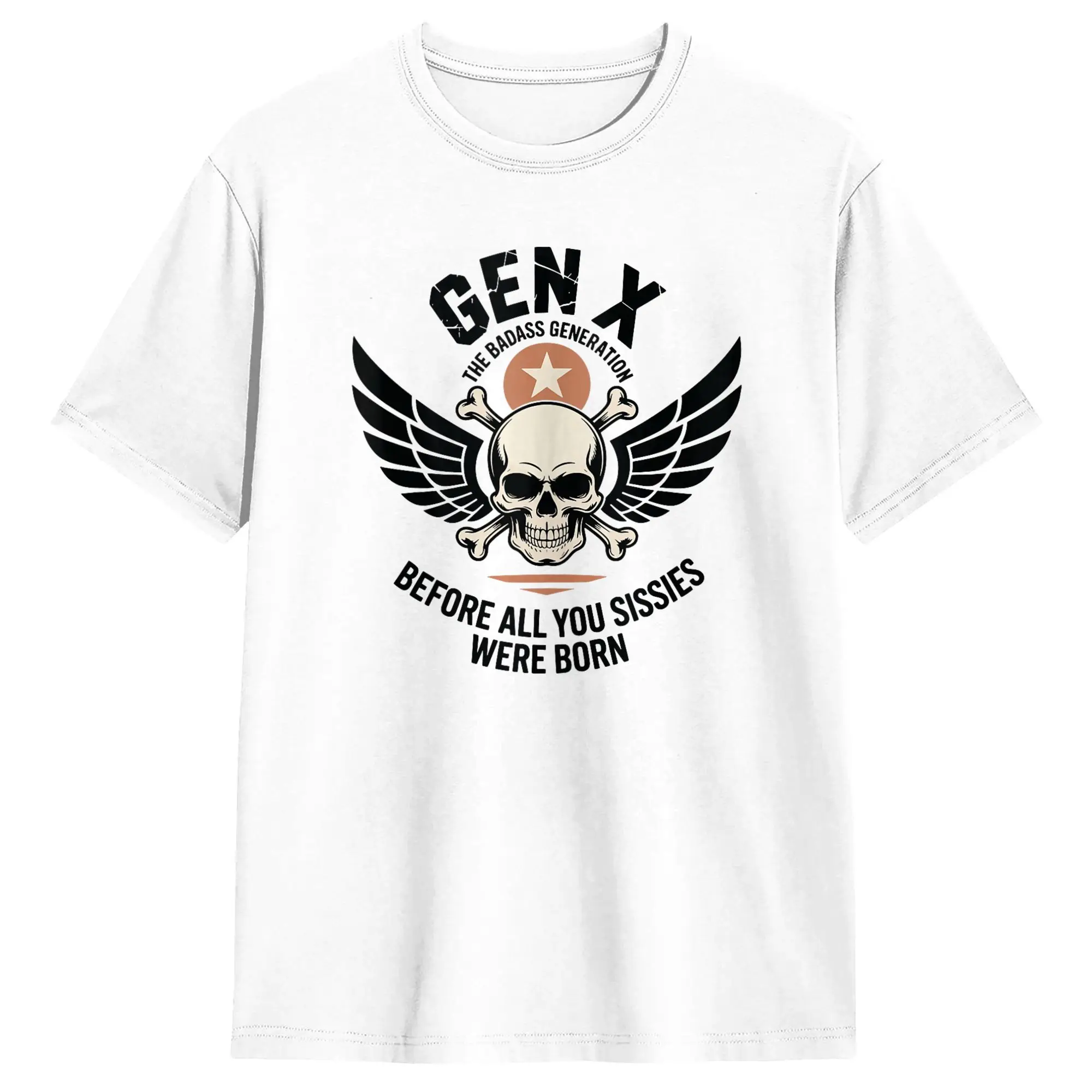 Funny Gen X The Badass Generation Before Sissies were Born Retro T-Shirts for Men Crewneck Cotton T Shirts  Short Sleeve Tees