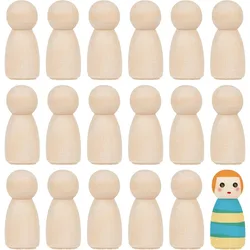 20Pcs 1.3 Inch Wooden Peg Unfinished Mini Wood Crafts Unpainted Natural Wood Family Peg People Bodies Blank Figures