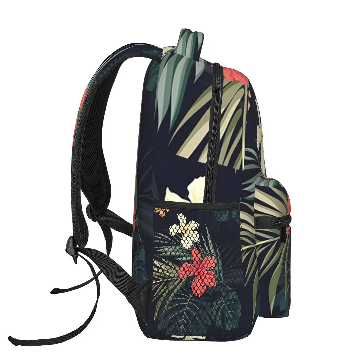 Mochilas de flores tropicales oscuras para niños y niñas, mochilas escolares de dibujos animados, bolso de hombro de gran capacidad