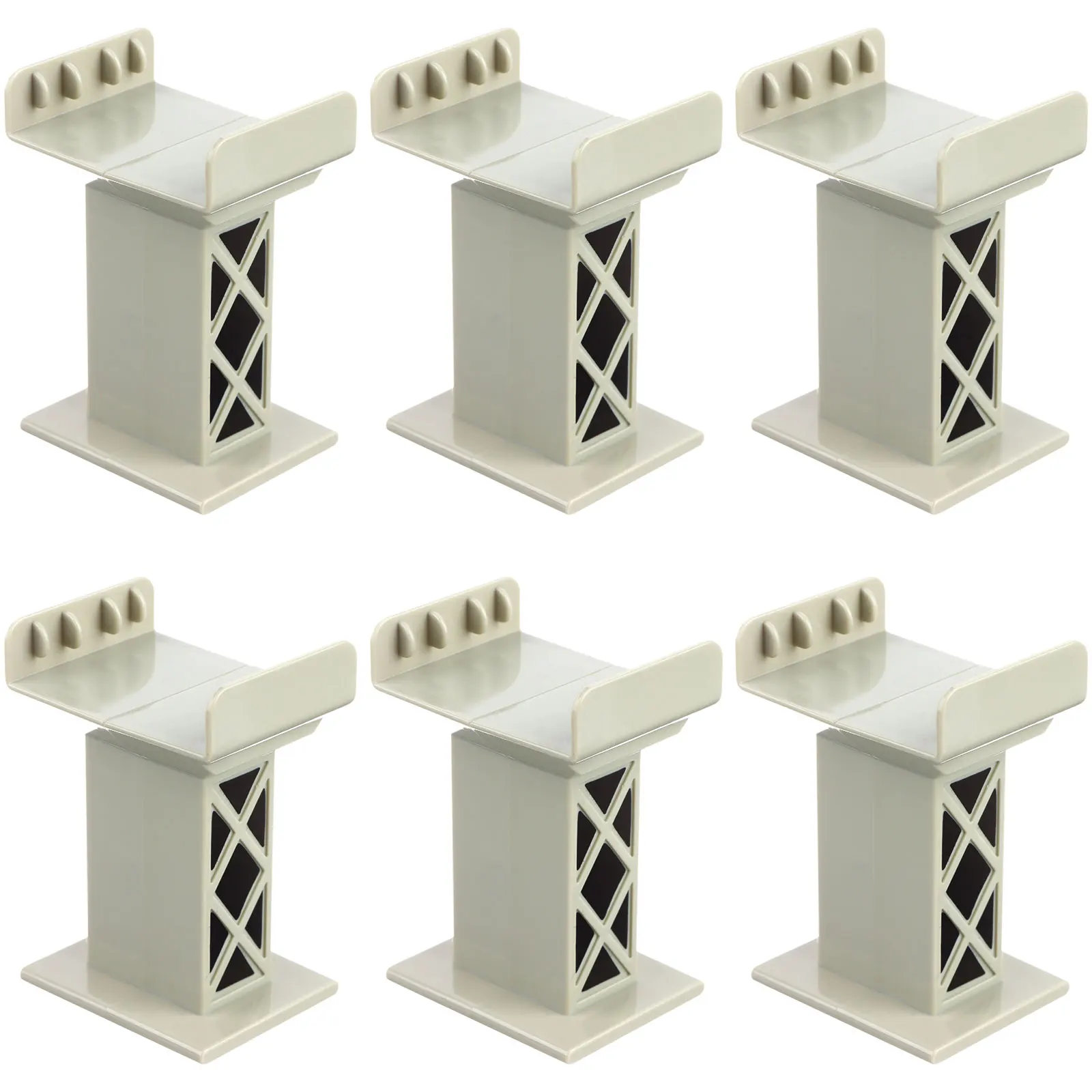 

Набор из 6 многоуровневых опорных блоков для железнодорожных мостов и путей, совместимых со всеми основными брендами, серые