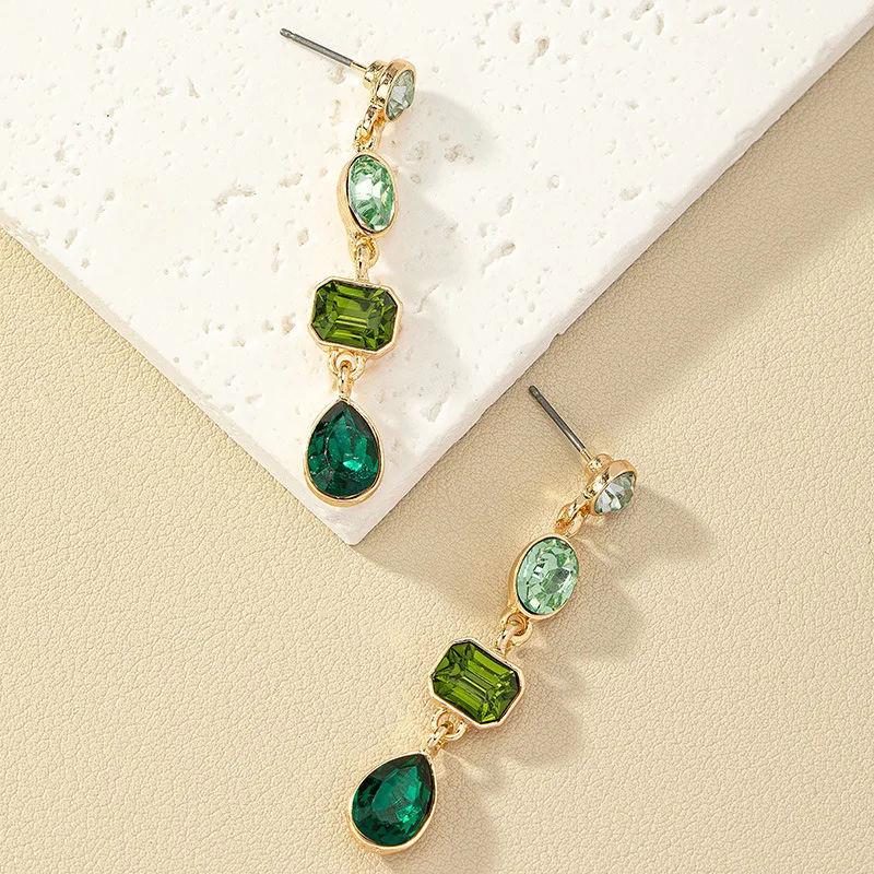 New Green Resin Stone Square Tear Drop Earrings for Women