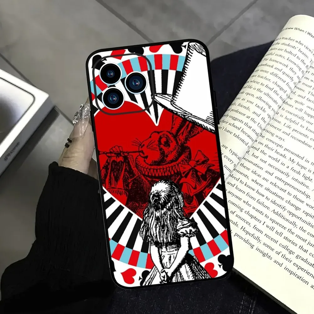 Gra Alice szaleństwo zwraca etui na telefon dla iphone13 12 11 14 15 Pro Max XS Max XR X 14 15Plus czarny silikonowy miękkie etui