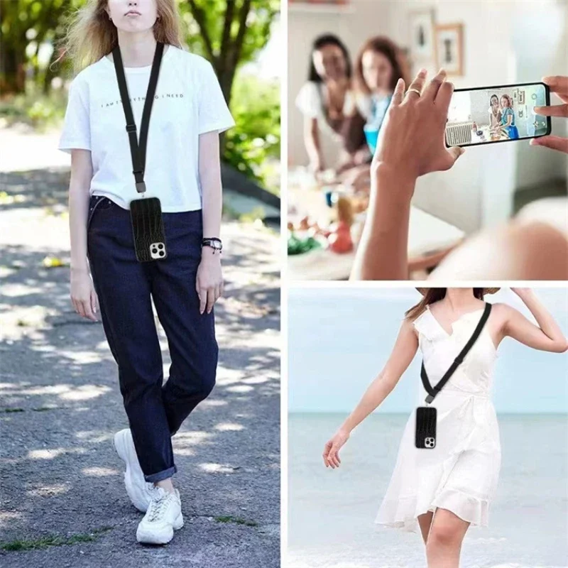 Adjustable Wide Lanyard Crossbody Phone Strap for CellPhone Universal Removable Flat Patch Necklace Clip Snap Hang Cord New 2024