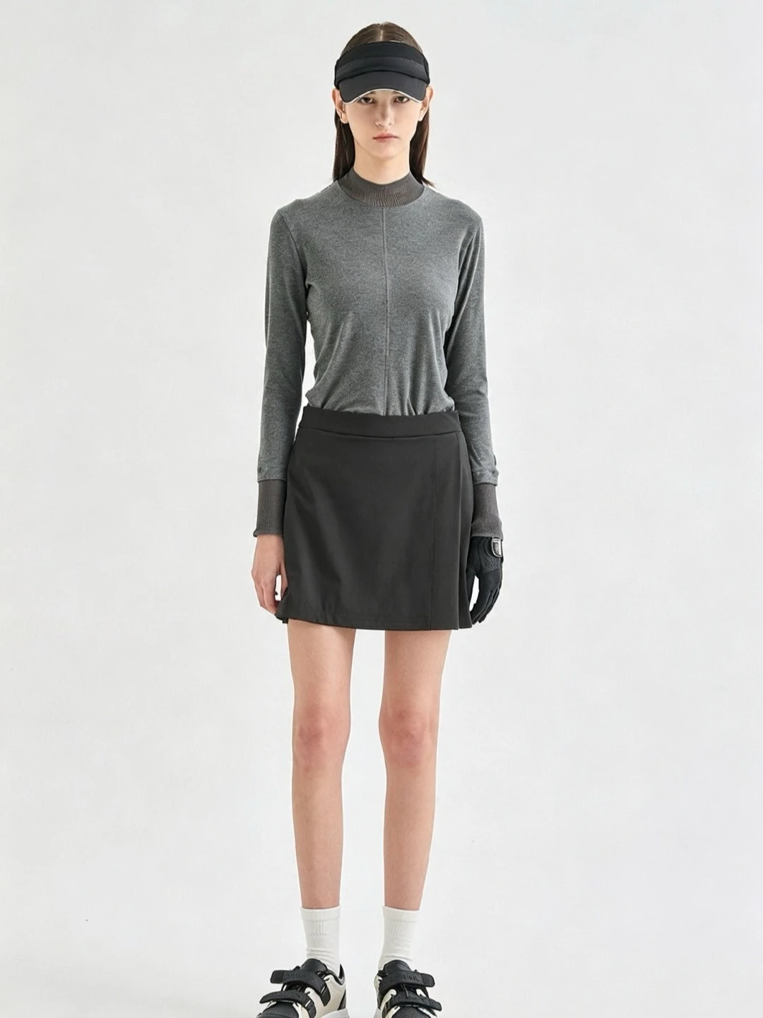2026 Autumn New Korean Sporty Women's Golf Base Layer Mock Neck Stretch Long Sleeve Casual Sports Top Versatile Activewear